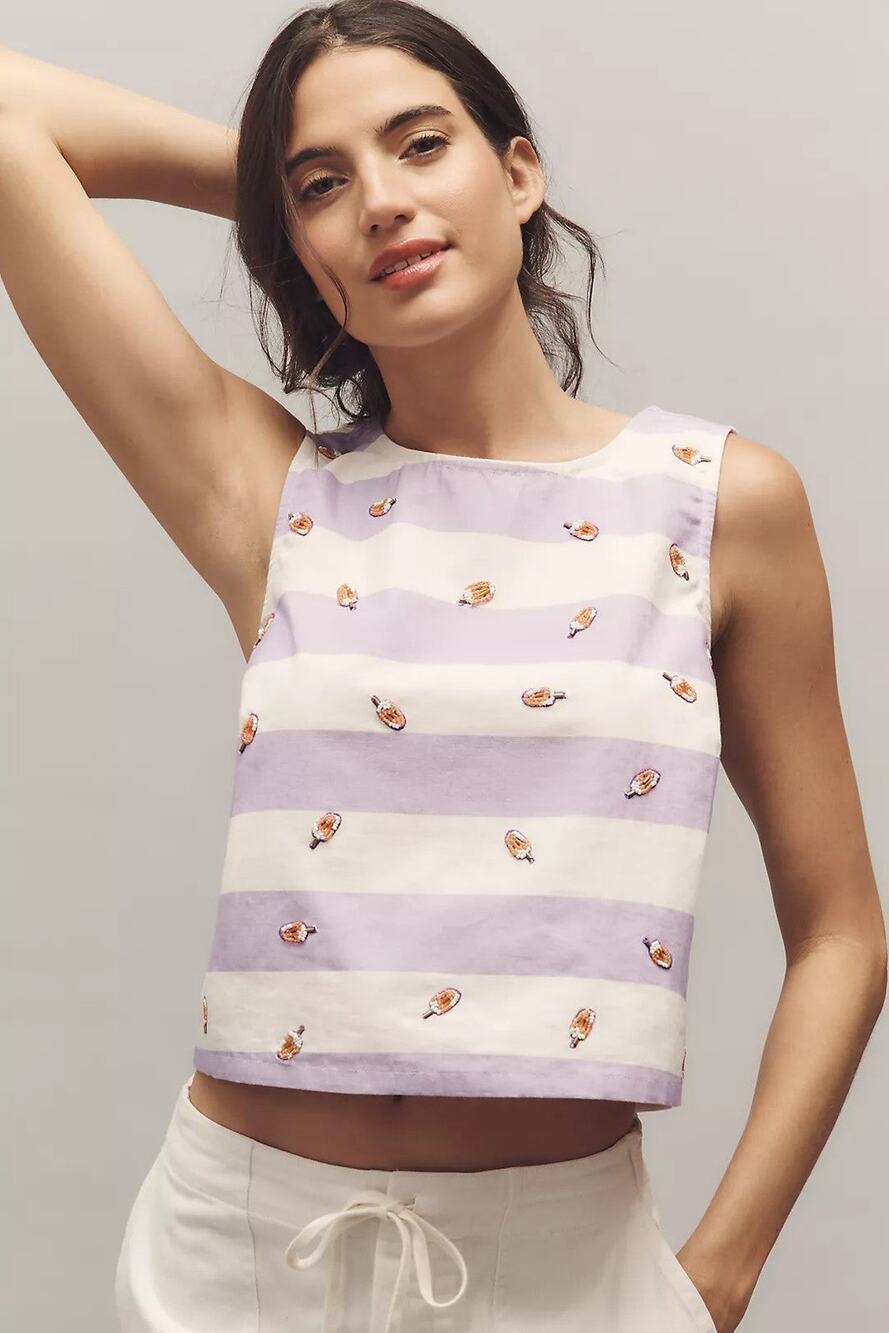 Maeve Icon Cropped Cotton Tank Top - S